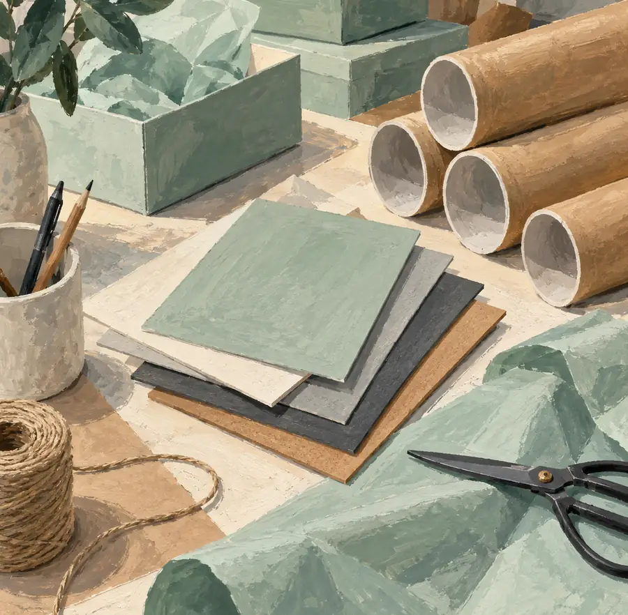 Illustration of packaging businesses equipment and workspace